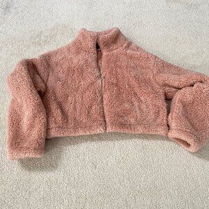 VICTORIAS SECRET PINK BEFORE SUNRISE CROP SHERPA FLEECE FULL ZIP Jckt. SM FREE